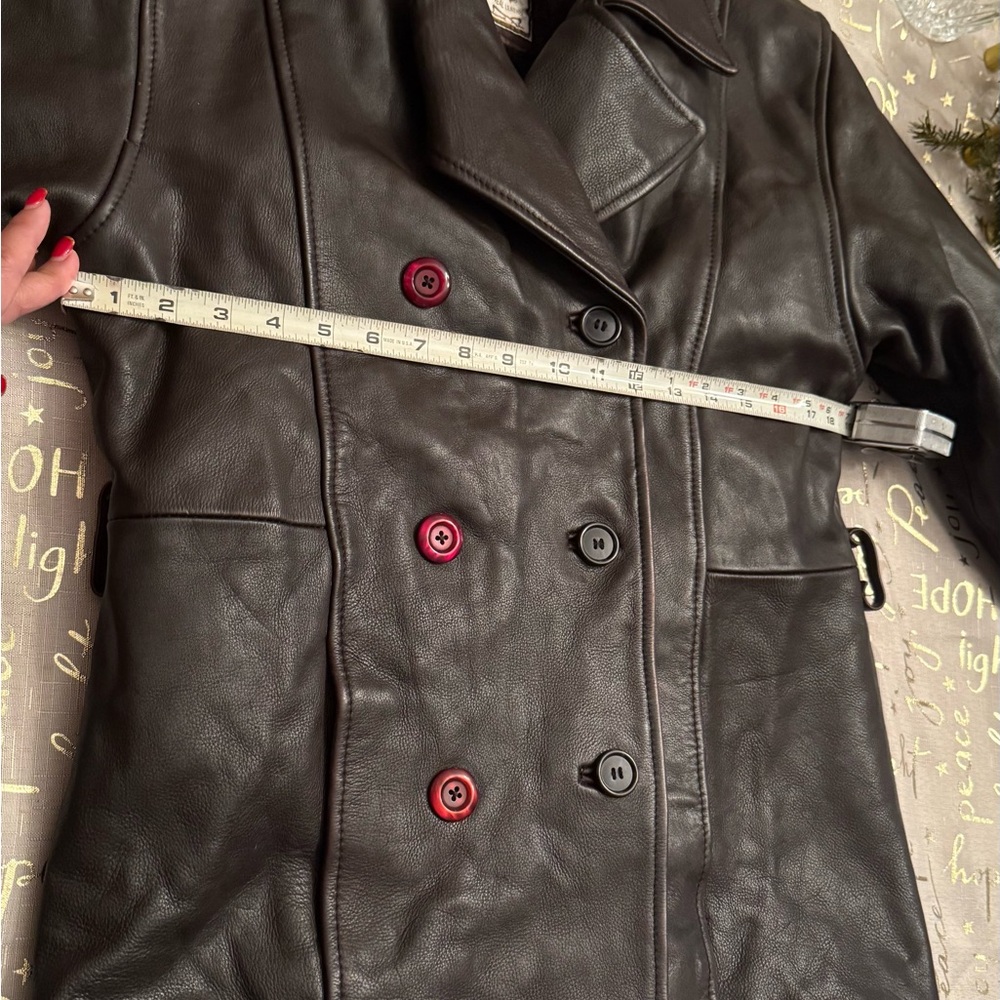 Vintage American Born Coat Women Small Brown Leather Jacket Lined Retro Y2K - Picture 15 of 16